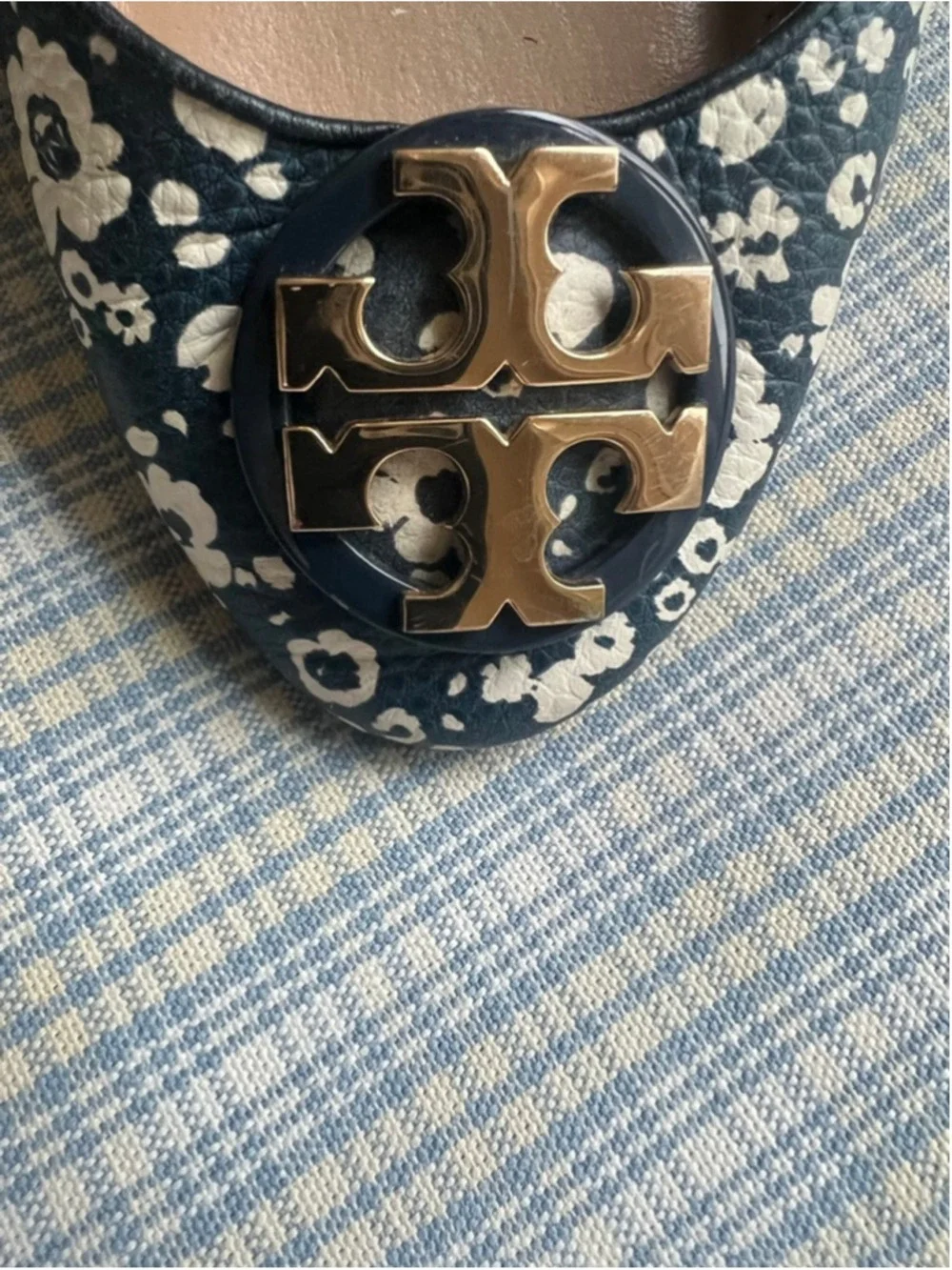 RARE Tory Burch Flats, Size 6.5, Navy Blue and White Floral